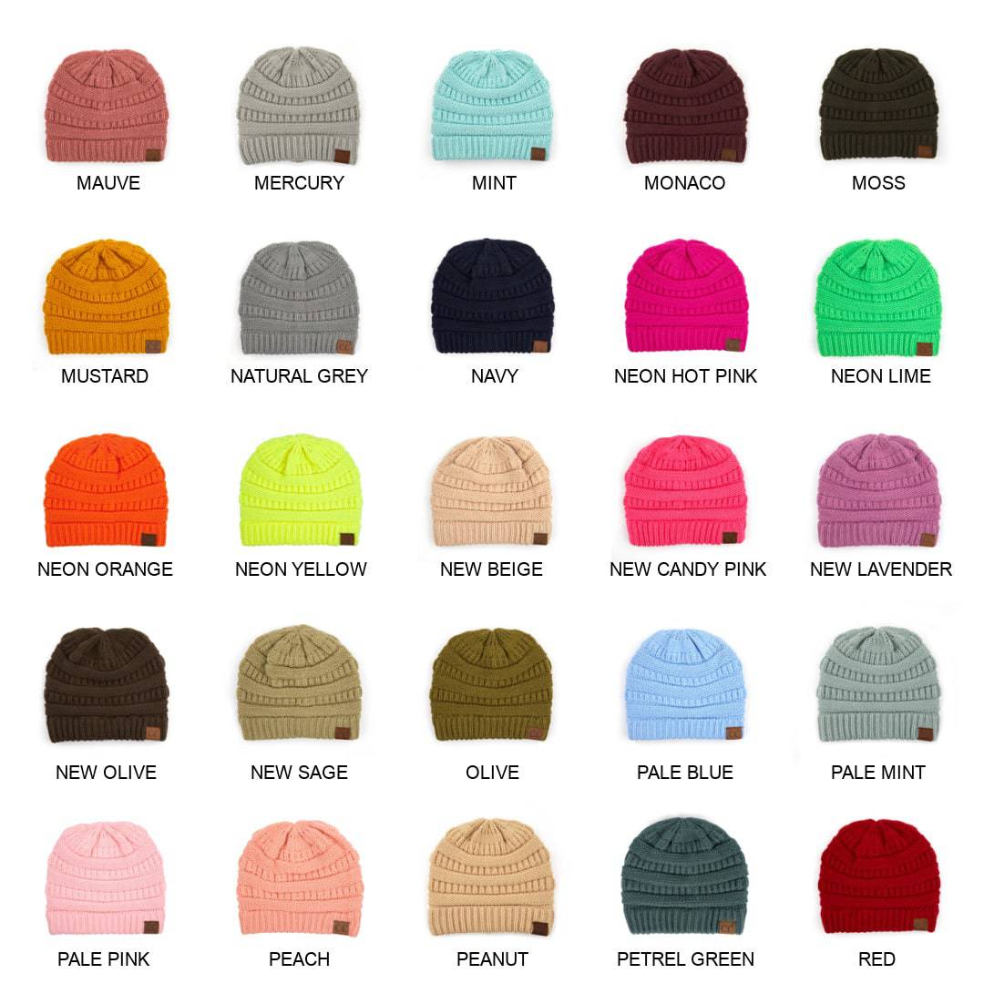 CC Beanie Popular Unisex Cable Knit Men Women Kids Skully Winter Hats