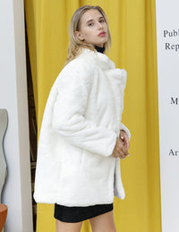 2022 Autumn Winter New Women Faux Fur Coat Elegant Fluffy Thick Warm