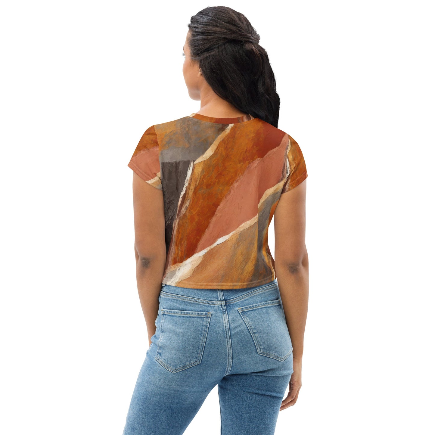 Womens Stretch Fit Crop Tee, Abstract Stone Pattern 59731