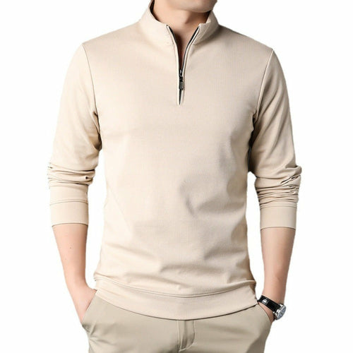 Mens Casual Stand Collar Long Sleeve Top