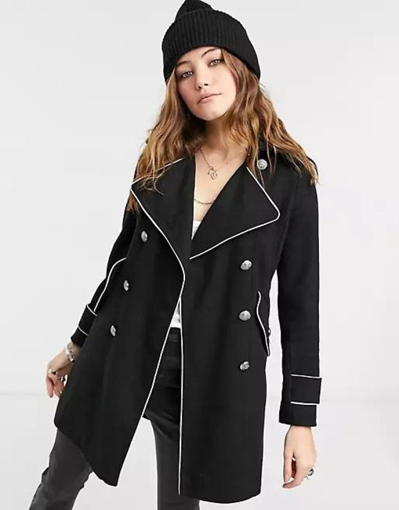 Military Coat with Contrast Buttons (C10215)