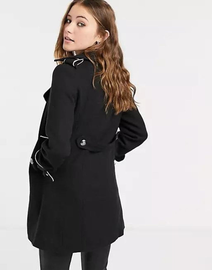 Military Coat with Contrast Buttons (C10215)