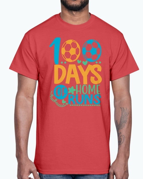 100 Days Of Home Runs -School  - Cotton Tee