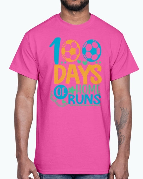 100 Days Of Home Runs -School  - Cotton Tee