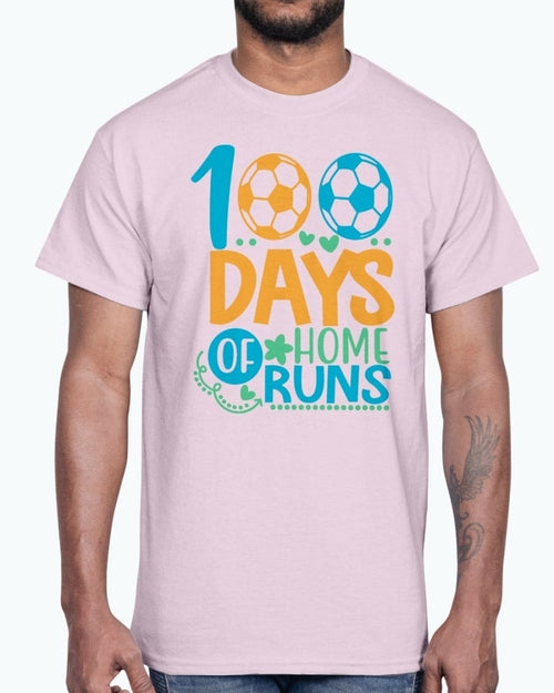 100 Days Of Home Runs -School  - Cotton Tee