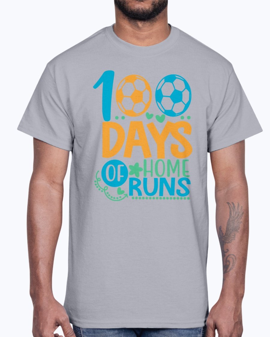 100 Days Of Home Runs -School  - Cotton Tee