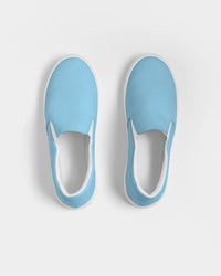 Womens Sneakers - Light Blue Low Top Slip-on Canvas Shoes