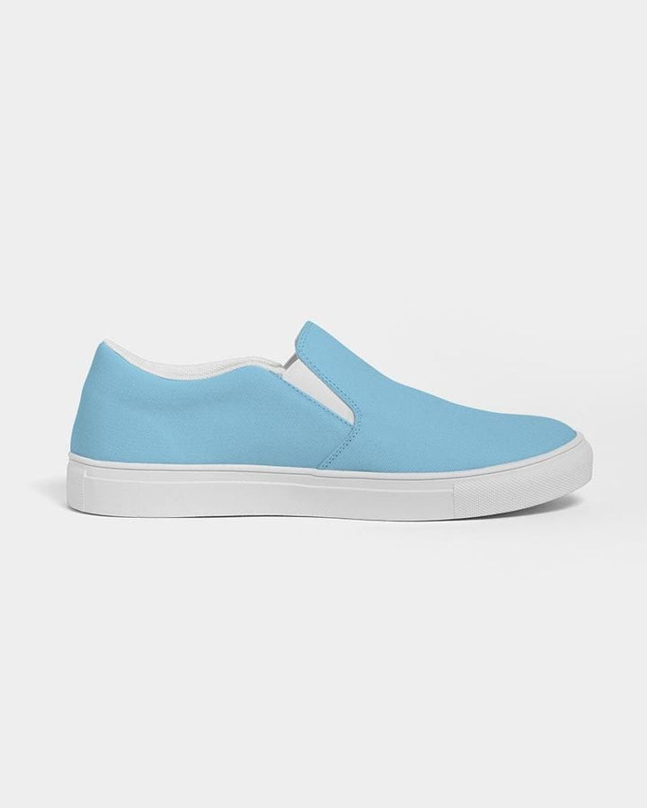 Womens Sneakers - Light Blue Low Top Slip-on Canvas Shoes