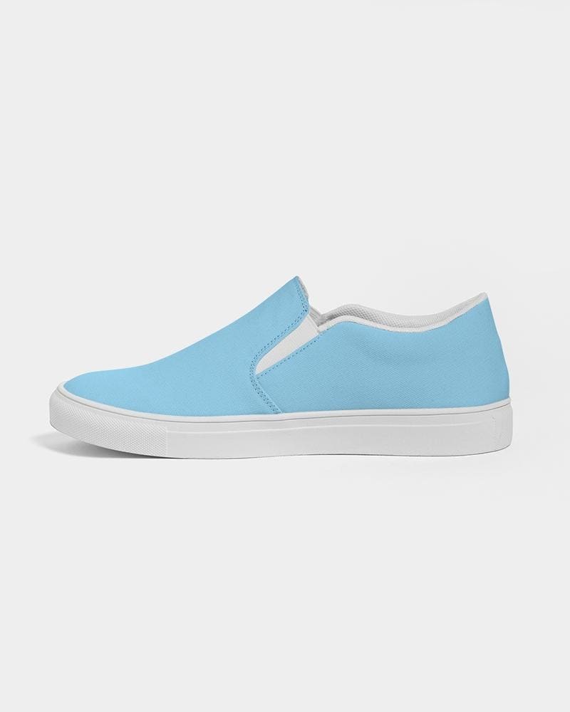 Womens Sneakers - Light Blue Low Top Slip-on Canvas Shoes