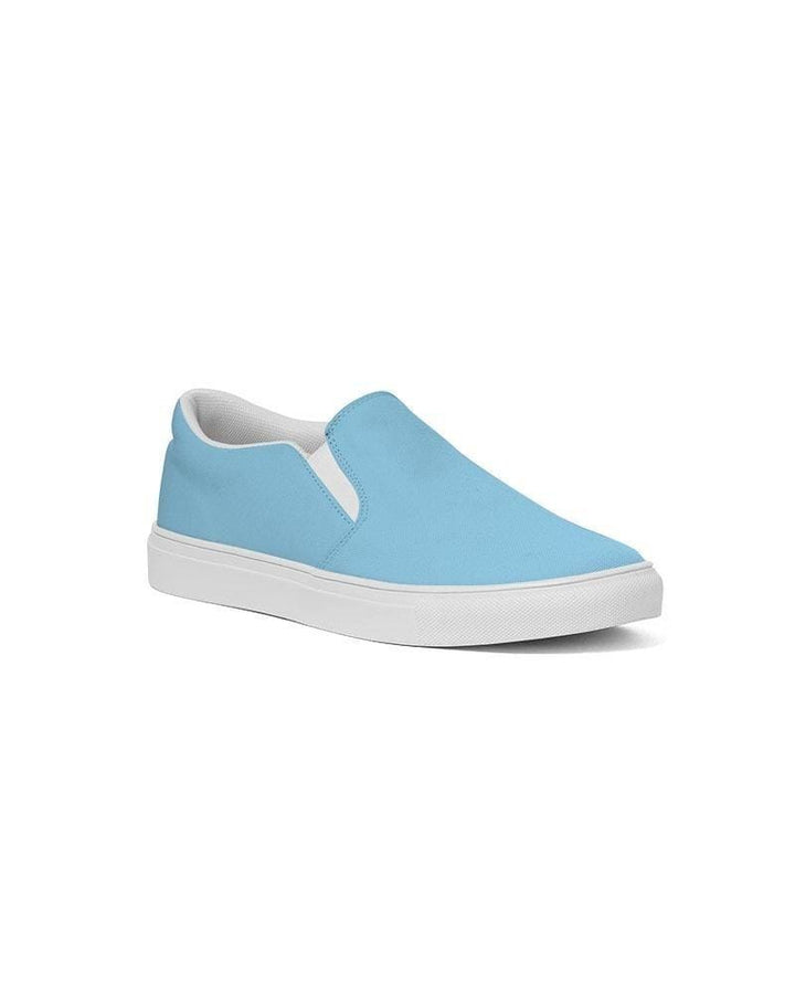 Womens Sneakers - Light Blue Low Top Slip-on Canvas Shoes